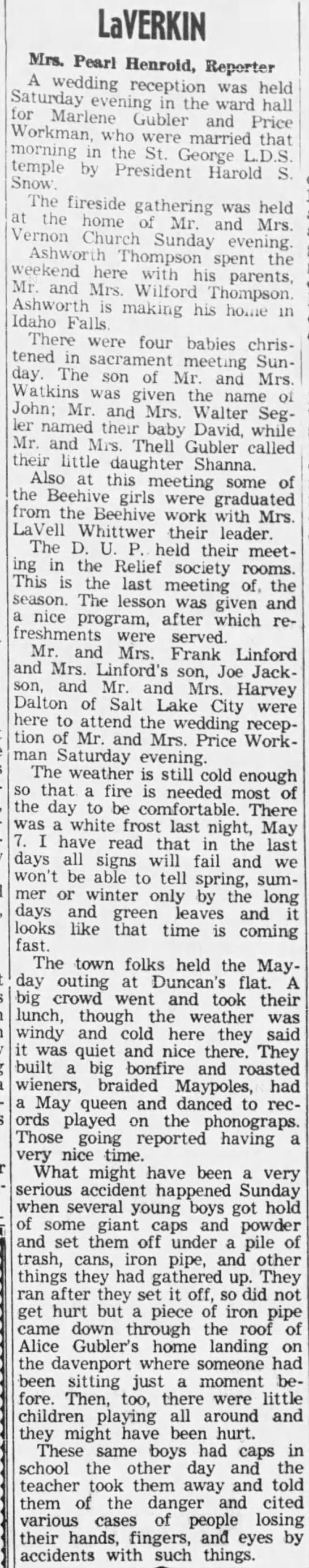 Newspaper clipping from Washington County News